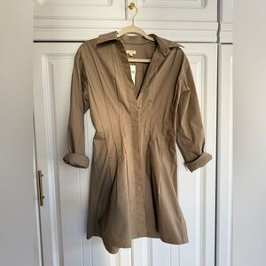 Anthropologie Khaki Tan Lightweight Button Mini dress